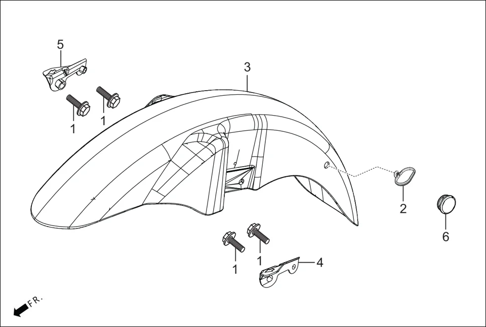 F-6-DISC FRONT FENDER assembly diagram for Hero Passion Pro BSVI (Oct, 2021)