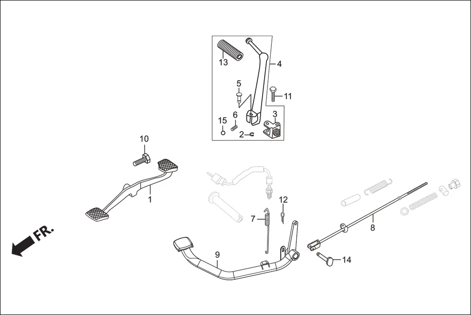 F-15A PEDAL assembly diagram for Hero Passion Pro (Jan, 2018)
