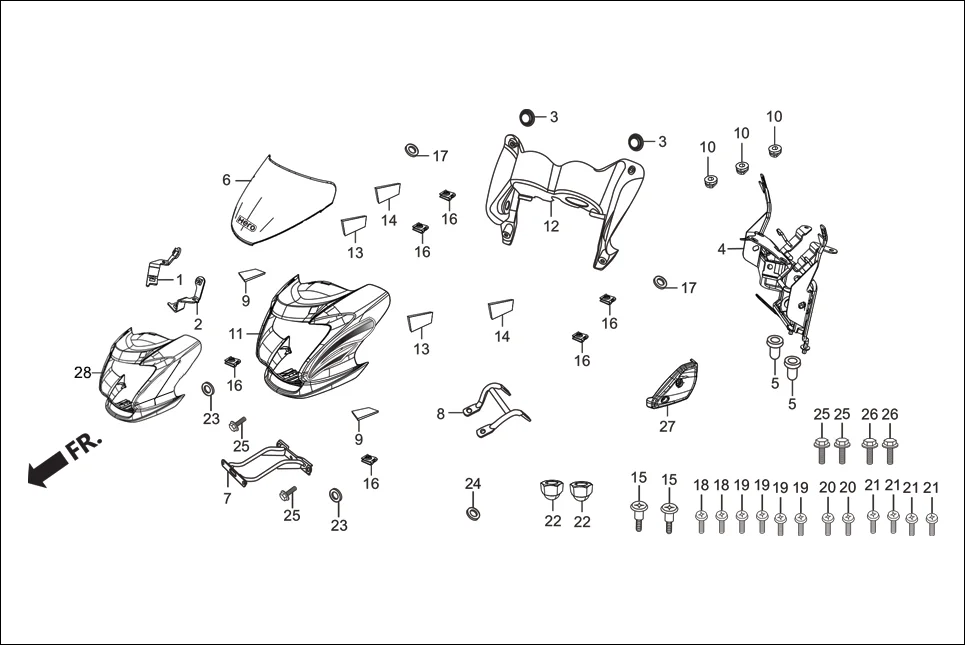 F-1A FR.COVER assembly diagram for Hero Passion Pro (Jan, 2018)