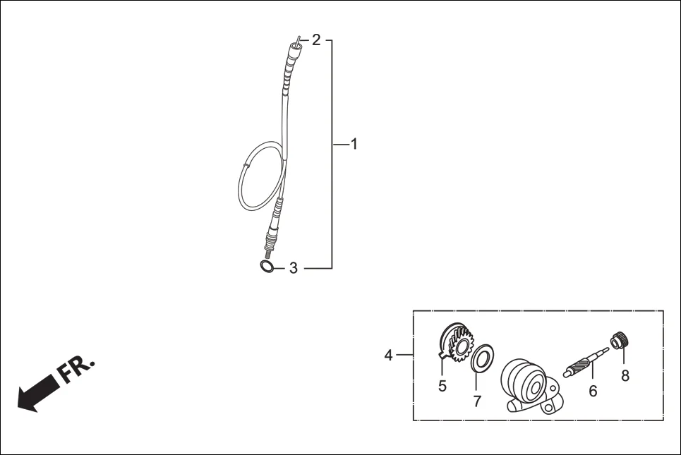 F-2A-DISC SPEEDOMETER. GEAR &amp; SPEEDOMETER. CABLE assembly diagram for Hero Passion Pro (Jan, 2018)