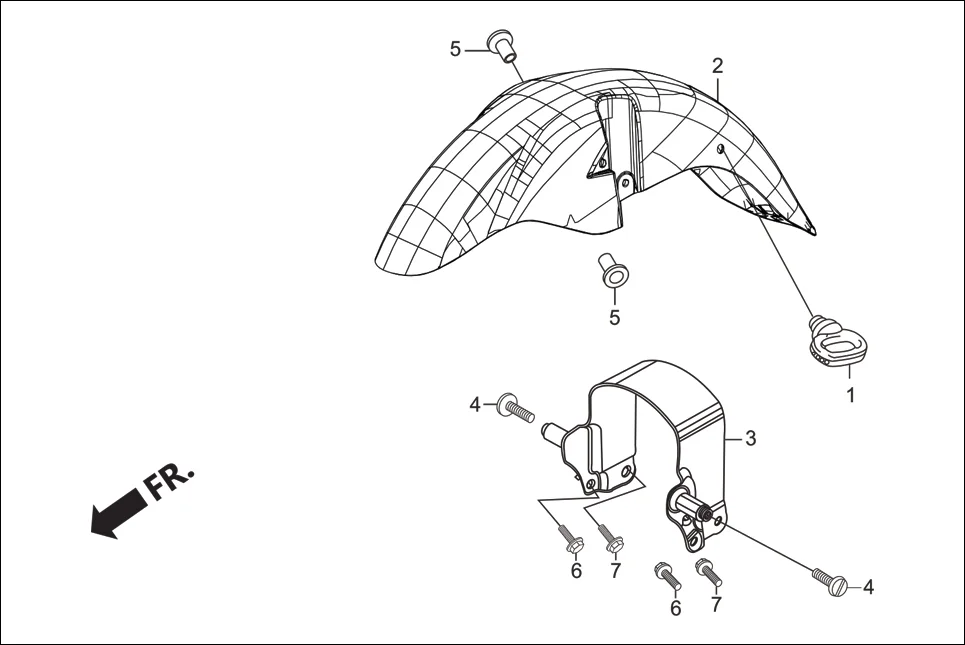 F-4 FRONT FENDER assembly diagram for Hero Passion Pro (Jan, 2018)