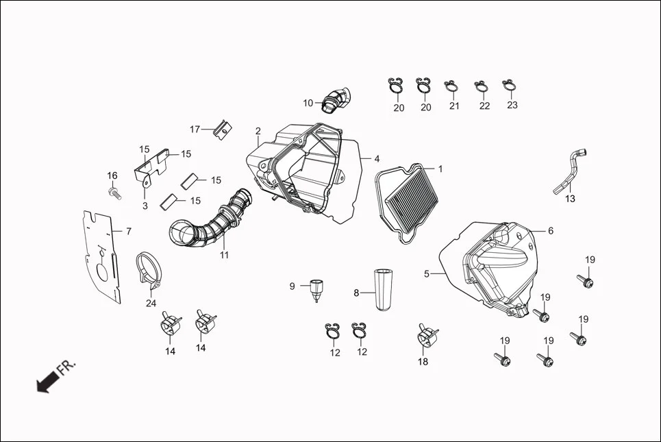 F-13 AIR CLEANER assembly diagram for Hero Passion Pro iBS (Feb, 2019)
