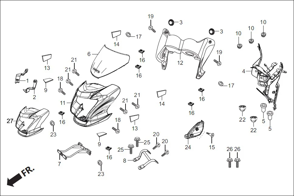 F-1A FR.COVER assembly diagram for Hero Passion Pro iBS (Feb, 2019)