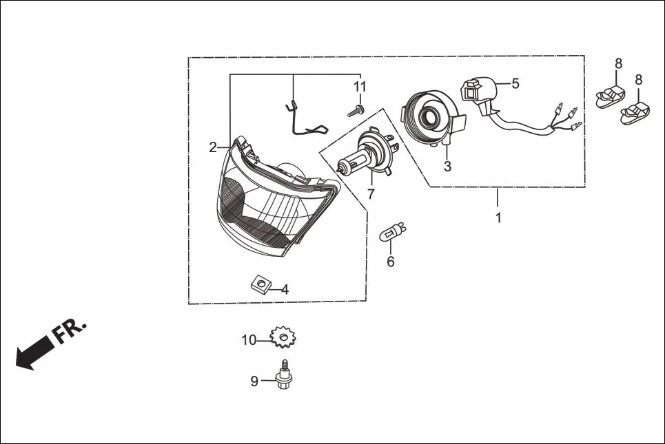 F-1 HEAD LIGHT diagram showing 33128-GBL-000