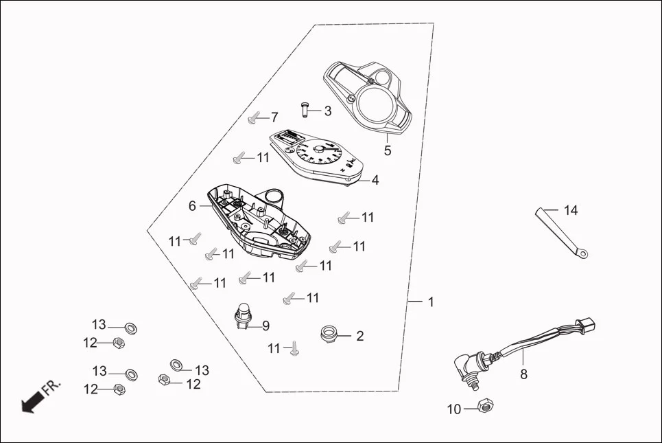 F-2 SPEEDOMETER assembly diagram for Hero Passion Pro iBS (Feb, 2019)