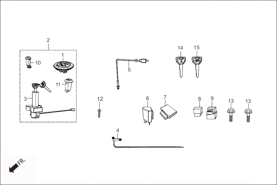 F-3B SW.&amp; RELAY (SW. ASSY. COMB &amp; LOCK/KEY SET) assembly diagram for Hero Passion Pro iBS (Feb, 2019)