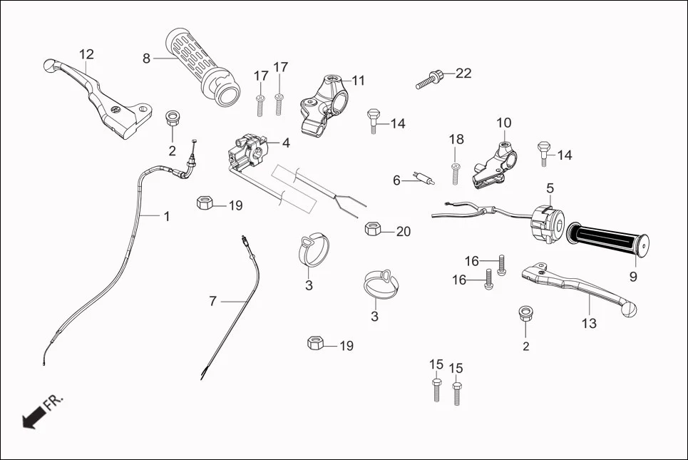 F-3 HNDL.&amp; HNDL.COVER (HANDLE LEVER/SWITCH/CONTROL CABLE) assembly diagram for Hero Passion Pro iBS (Feb, 2019)
