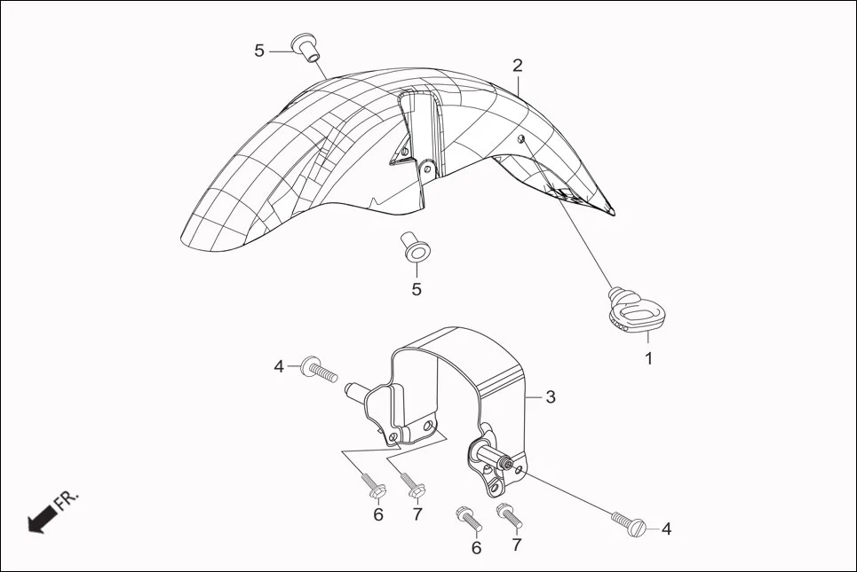 F-4 FRONT FENDER assembly diagram for Hero Passion Pro iBS (Feb, 2019)