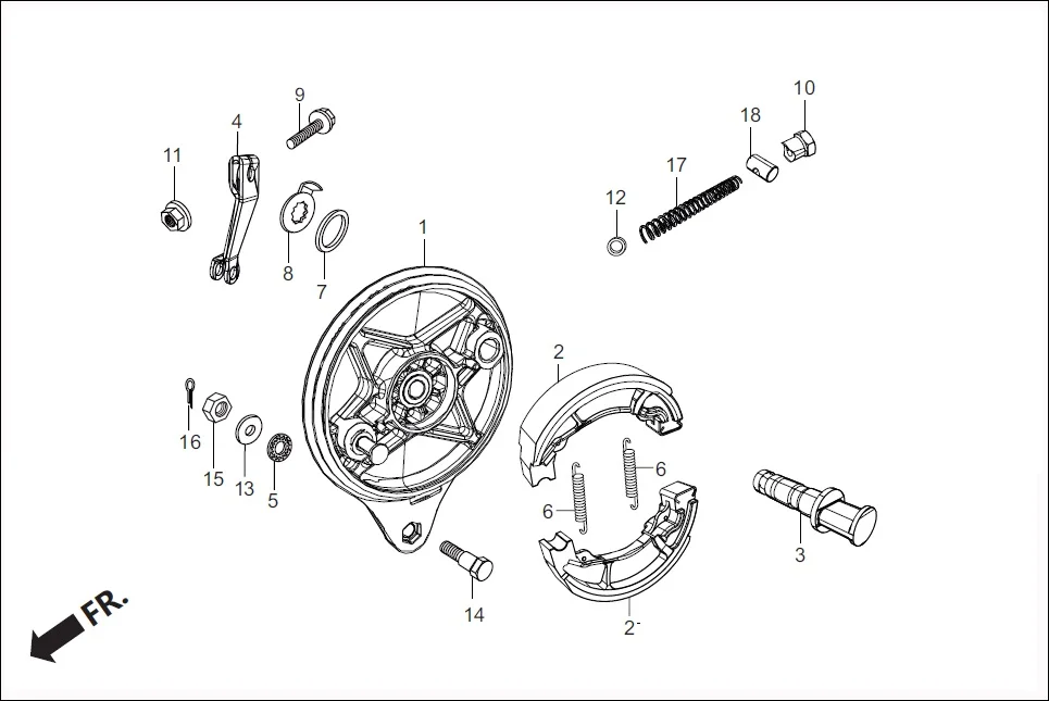F-8 REAR BRAKE PANEL assembly diagram for Hero Passion Pro iBS (Feb, 2019)