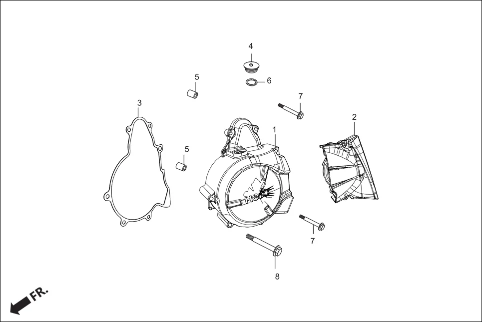 E-3A CRANK CASE & COVER (LEFT CRANKCASE COVER)