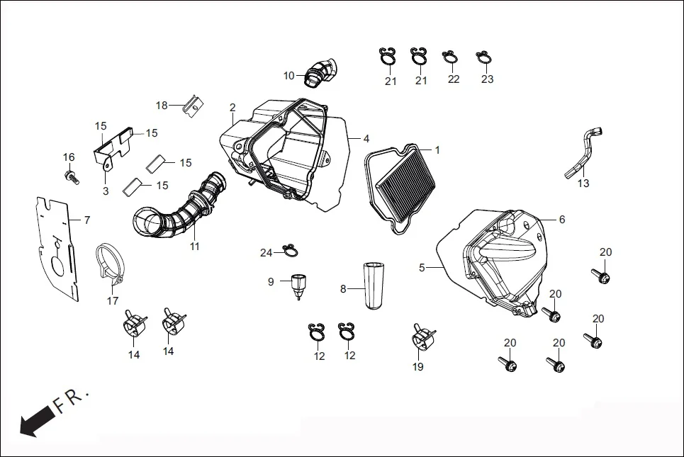 F-13 AIR CLEANER assembly diagram for Hero Passion X PRO (Jan, 2018)