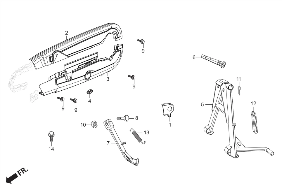 F-16 SWINGARM/CHAIN CASE diagram showing 95014-72302