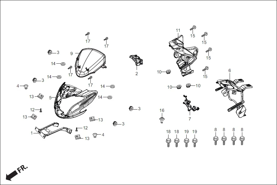 F-1A HEAD LIGHT (FR. VISOR) diagram showing 91509-GE2-760