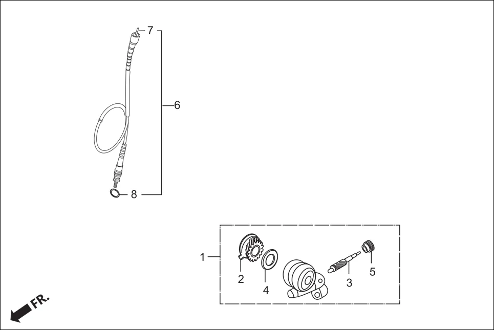 F-2A SPEEDOMETER. GEAR &amp; SPEEDOMETER. CABLE diagram showing 91352-GAZ-930