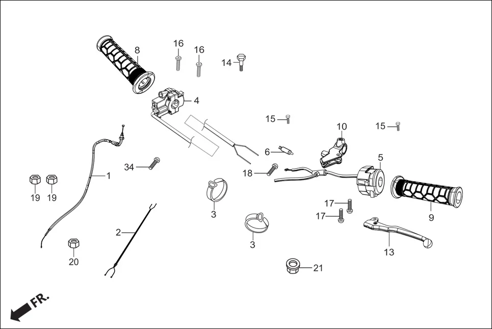 F-3-DISC HANDLE LEVER/SWITCH/CONTROL CABLE diagram showing 53172-KTC-920