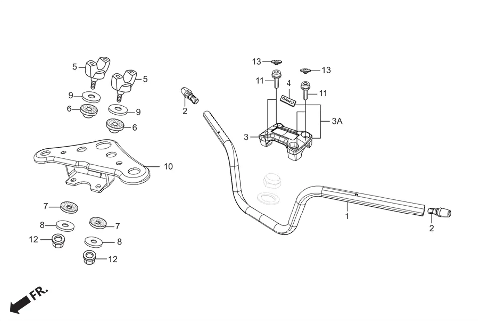 F-3D HNDL.&amp; HNDL.COVER (PIPE STRG. HANDLE/BRIDGE COMP. FORK TOP) diagram showing 53230-KST-950