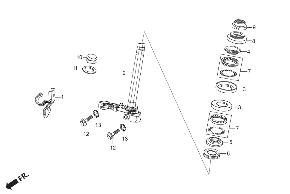 F-5A STEERING STEM/HORN diagram showing 90304-KSP-900