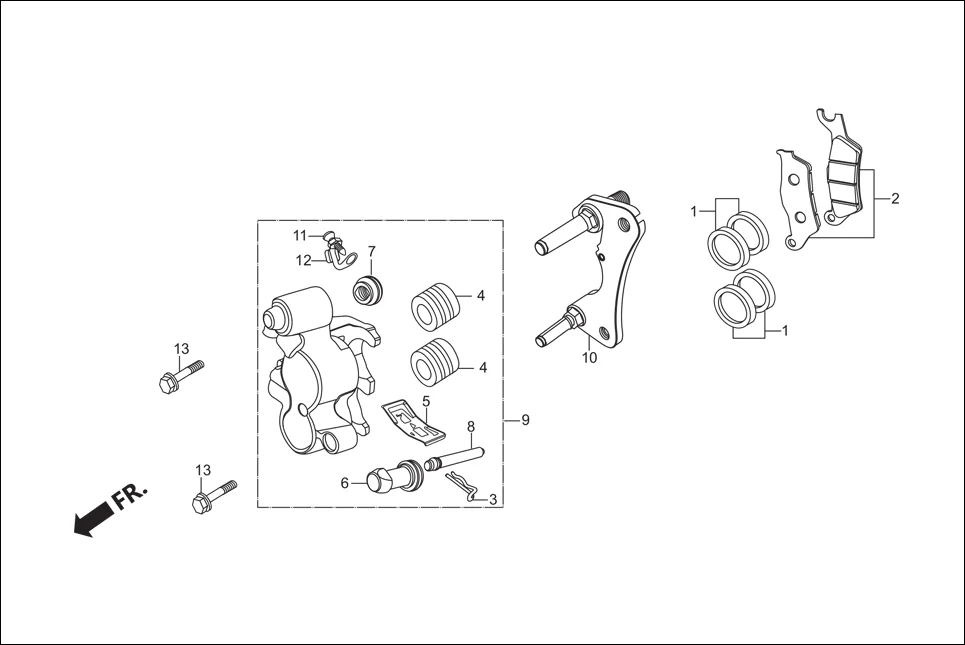 F-6A-DISC FR. BRAKE (CALIPER ASSY. ‘R’ FR.) diagram showing 45352-KCC-841