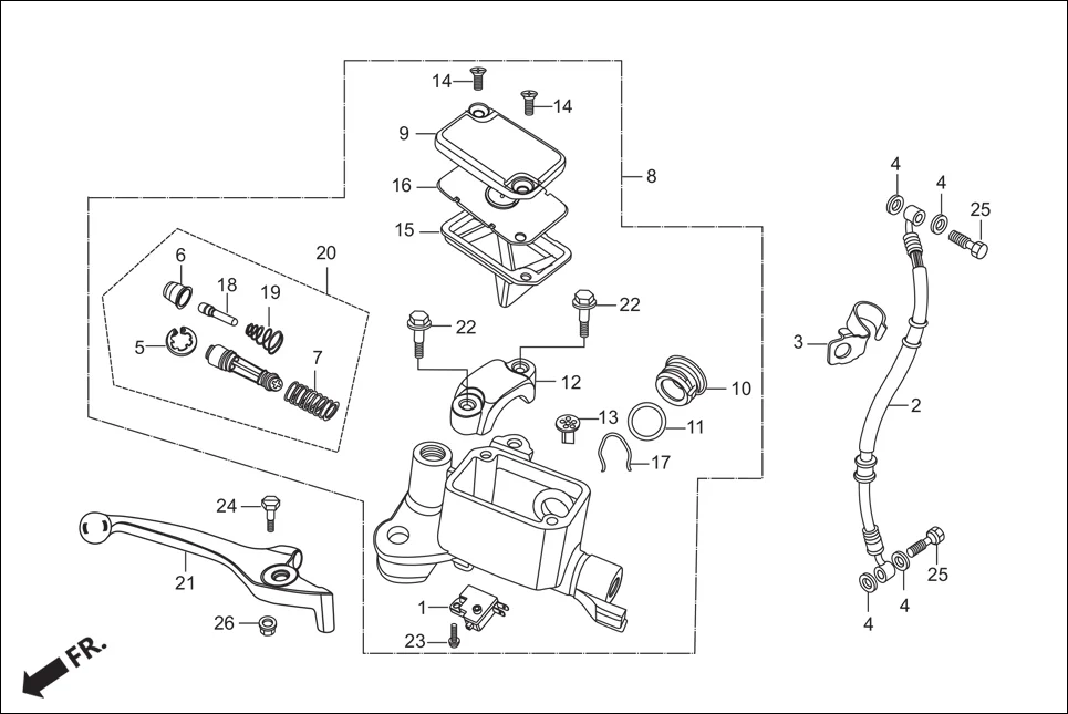 F-6B-DISC FRONT BRAKE MASTER CYL. diagram showing 45530-KCC-841