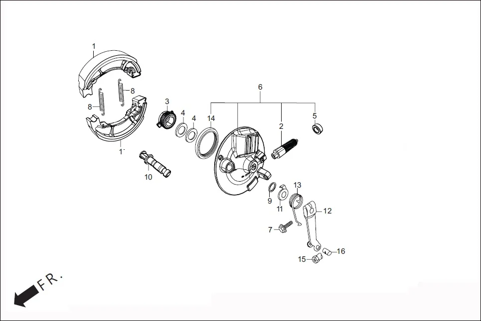 F-6-DRUM FR. BRAKE (BRAKE SHOE/PANEL ASSY.) diagram showing 45010-AAC-030