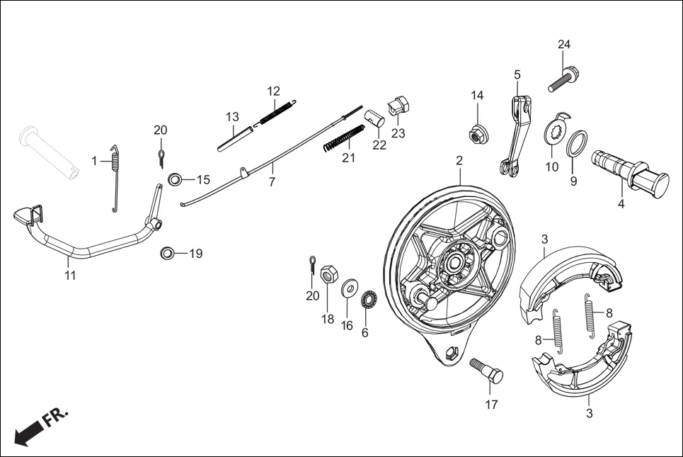 F-8 REAR BRAKE PANEL diagram showing 35357-ABA-000