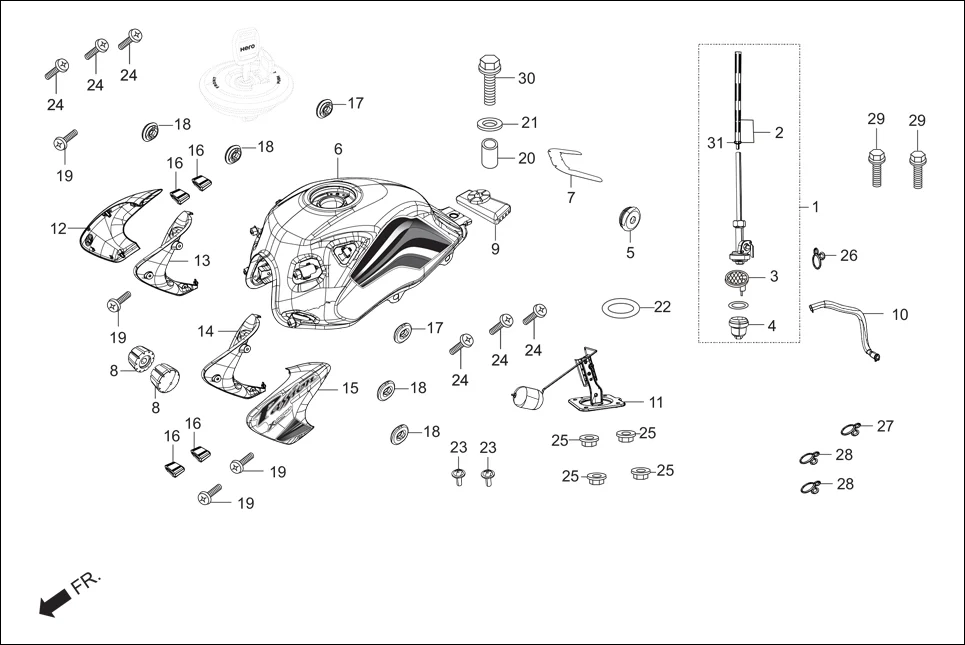 F-11 FUEL TANK diagram showing 50300-AAZ-000T