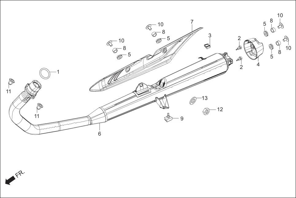 F-14 MUFFLER assembly diagram for Hero Passion X PRO (Jan, 2019)