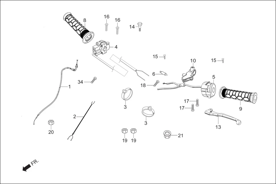 F-3-DISC HANDLE LEVER/SWITCH/CONTROL CABLE assembly diagram for Hero Passion X PRO (Jan, 2019)