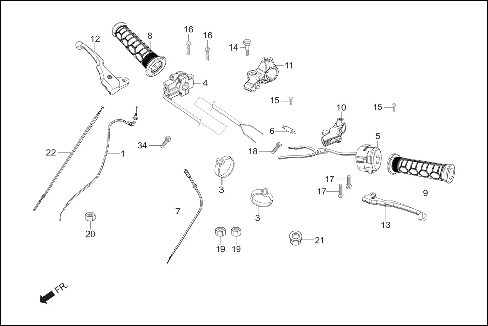 F-3-DRUM HANDLE LEVER/SWITCH/CONTROL CABLE assembly diagram for Hero Passion X PRO (Jan, 2019)
