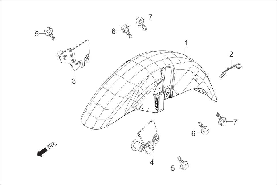 F-4 FRONT FENDER assembly diagram for Hero Passion X PRO (Jan, 2019)