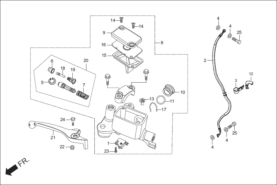 F-6B-DISC FRONT BRAKE MASTER CYL. diagram showing 45530-KCC-841