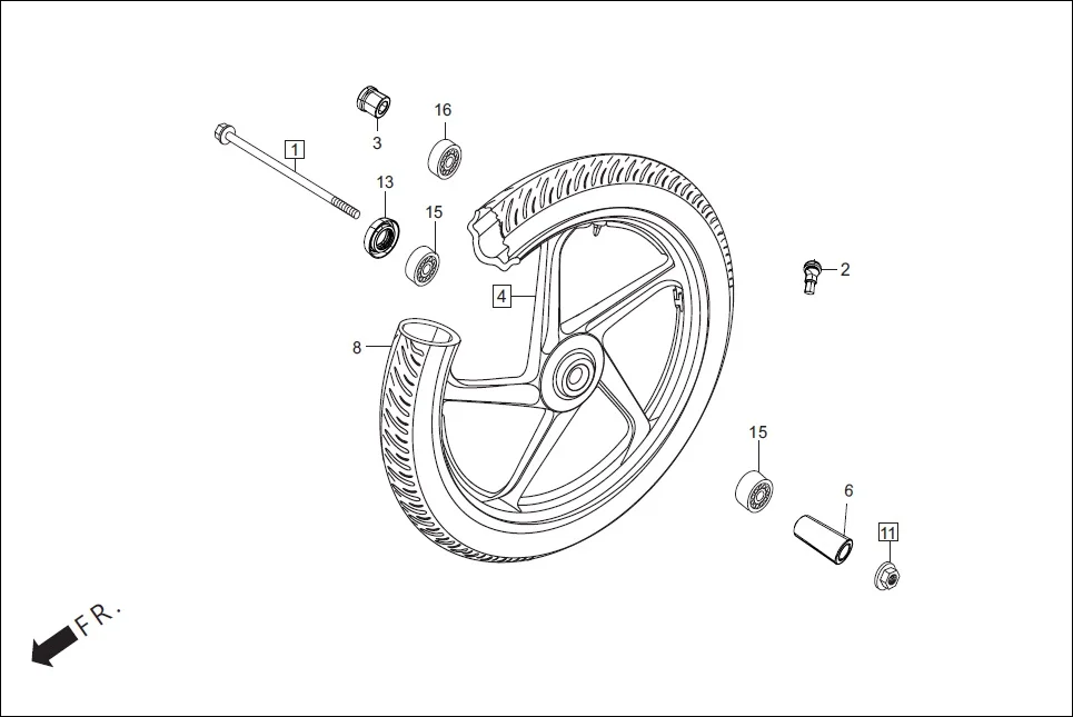 F-7-DRUM FRONT WHEEL assembly diagram for Hero Passion X PRO (Jan, 2019)