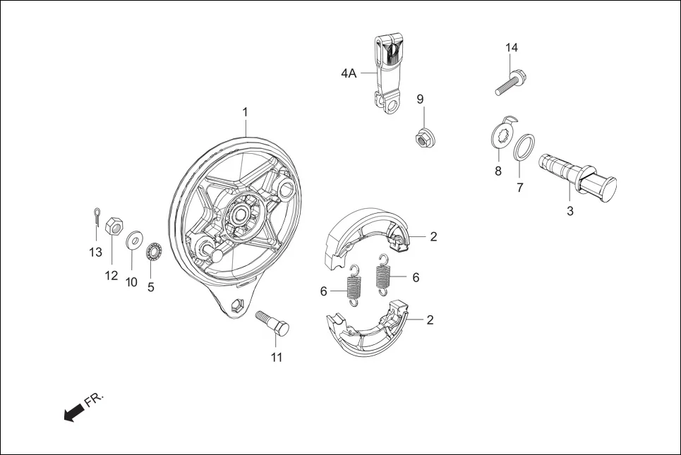 F-8-DISC REAR BRAKE PANEL assembly diagram for Hero Passion X PRO (Jan, 2019)
