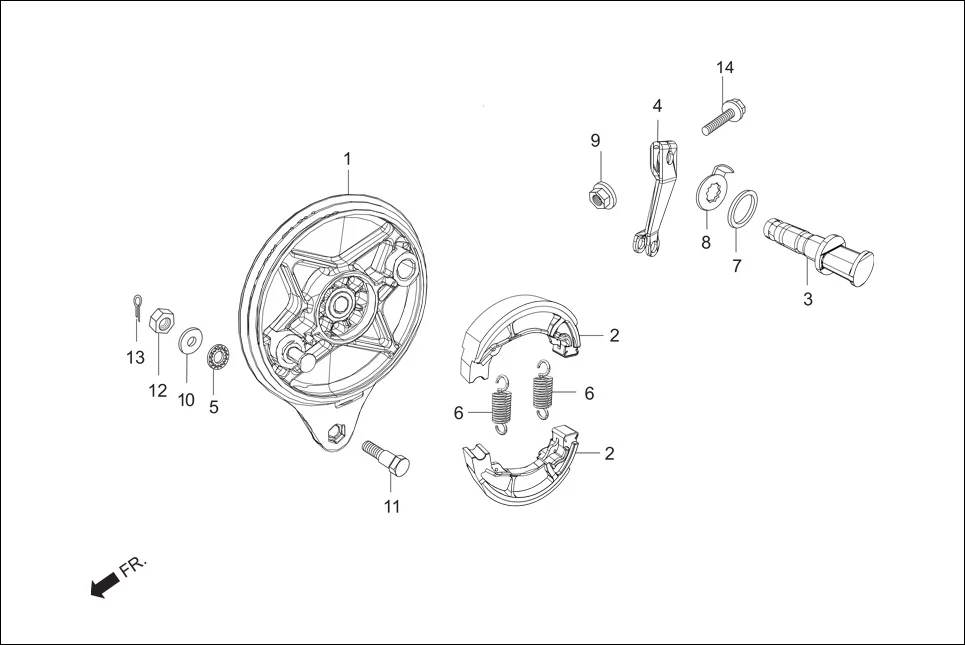 F-8-DRUM REAR BRAKE PANEL assembly diagram for Hero Passion X PRO (Jan, 2019)
