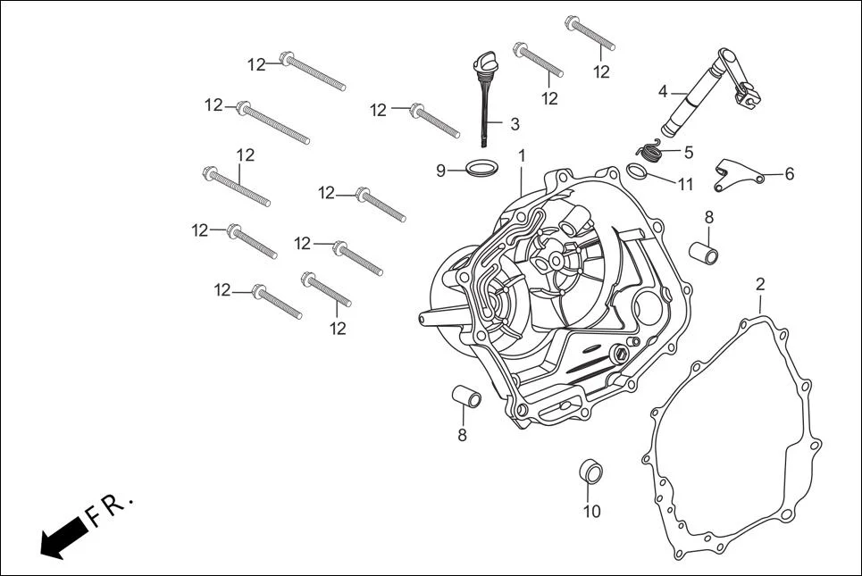 E-5-KICK RIGHT CRANK CASE COVER