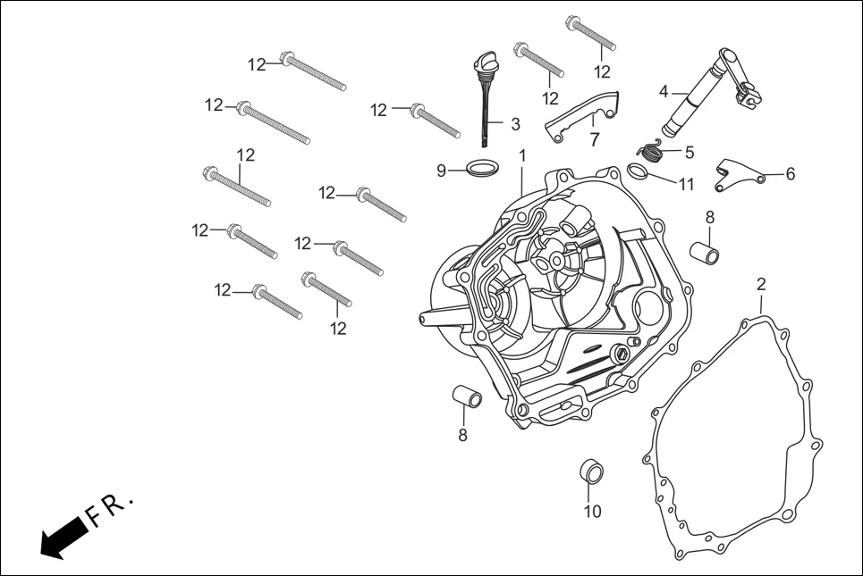 E-5-SELF RIGHT CRANK CASE COVER
