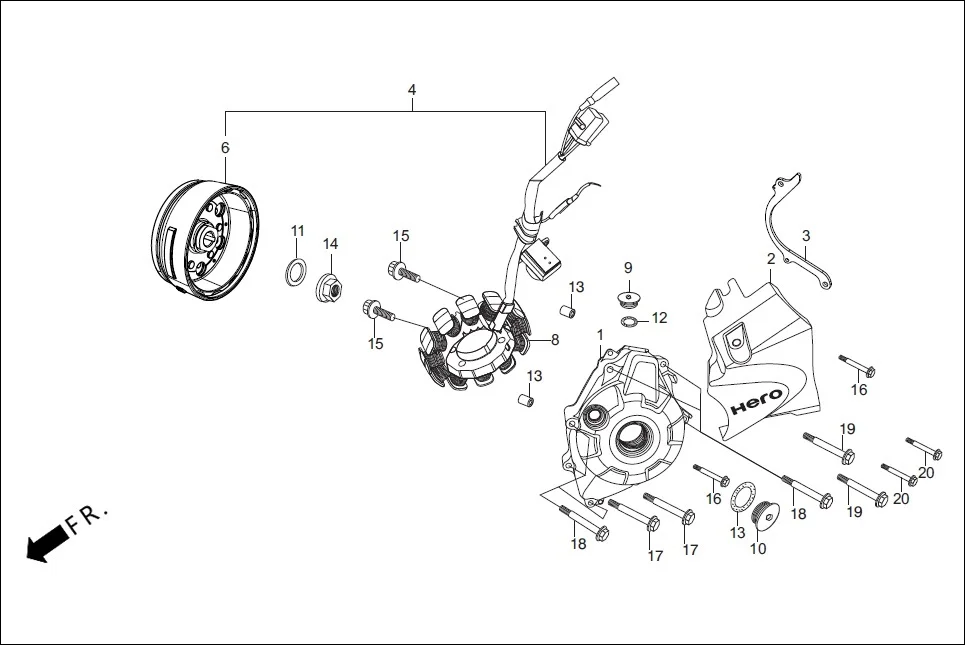 E-7-KICK LEFT CRANK CASE COVER / A.C. GEN.ASSY.