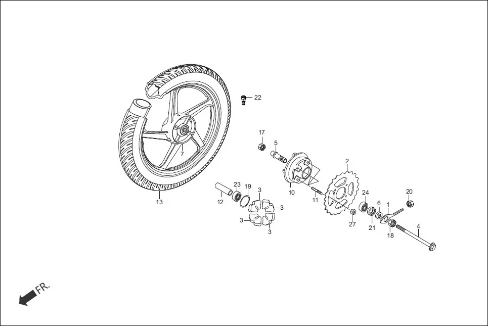 F-11-CAST REAR WHEEL diagram showing 41201-KZA-W00