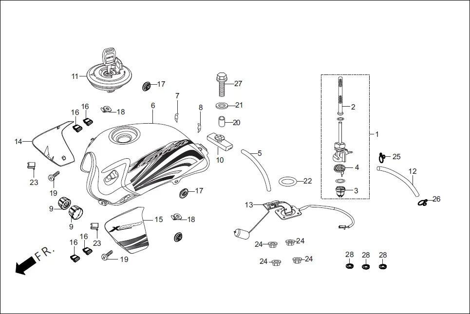 F-13 FUEL TANK diagram showing 95701-08035-00