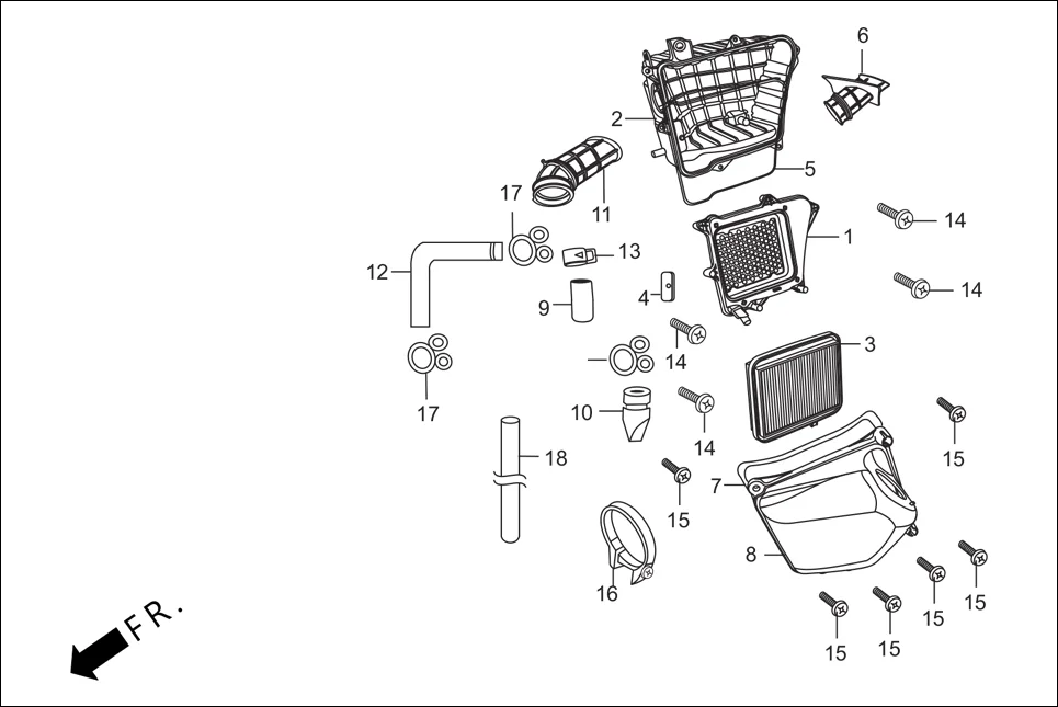 F-15-KICK AIR CLEANER assembly diagram for Hero Passion X PRO (Sept, 2012)
