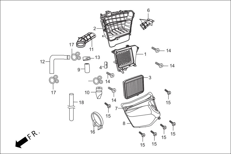 F-15-SELF AIR CLEANER assembly diagram for Hero Passion X PRO (Sept, 2012)