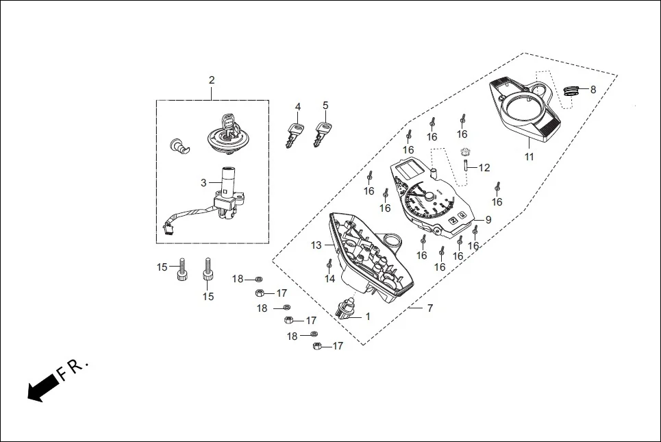 F-2-DISC SPEEDOMETER / CABLE / KEY SET diagram showing 90100-KRY-930