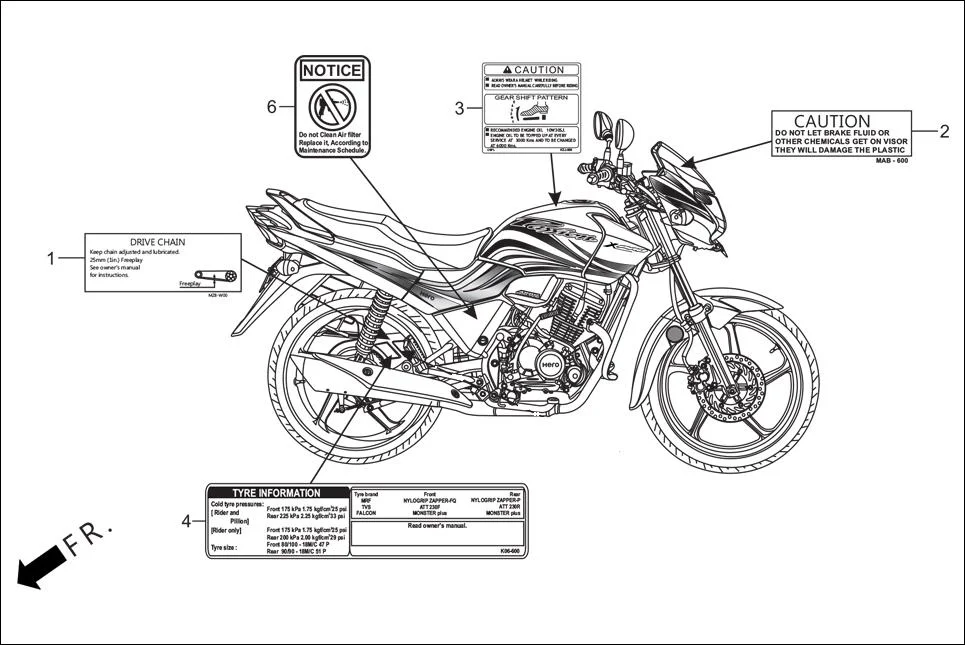F-30-SPOKE MARK CAUTION diagram showing 87507-MCW-D20