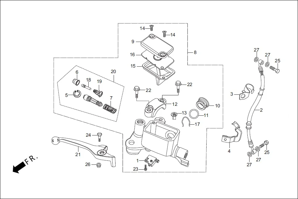 F-3A FRONT BRAKE MASTER CYL diagram showing 45530-KCC-841