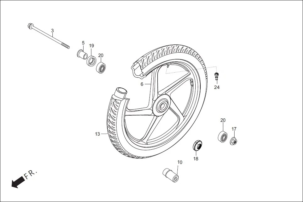 F-9-CAST FRONT WHEEL diagram showing 96140-63010-10