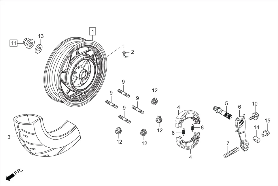 F-11-VX/ZX REAR WHEEL(VX/ZX) diagram showing 42711-AAL-00199
