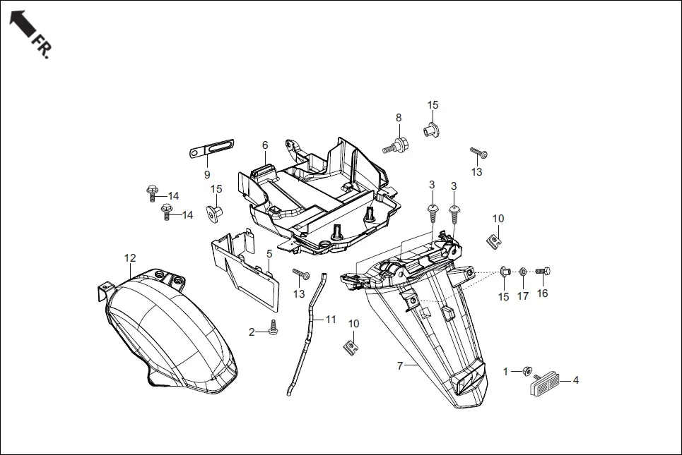 F-14 REAR FENDER diagram showing 93903-25480