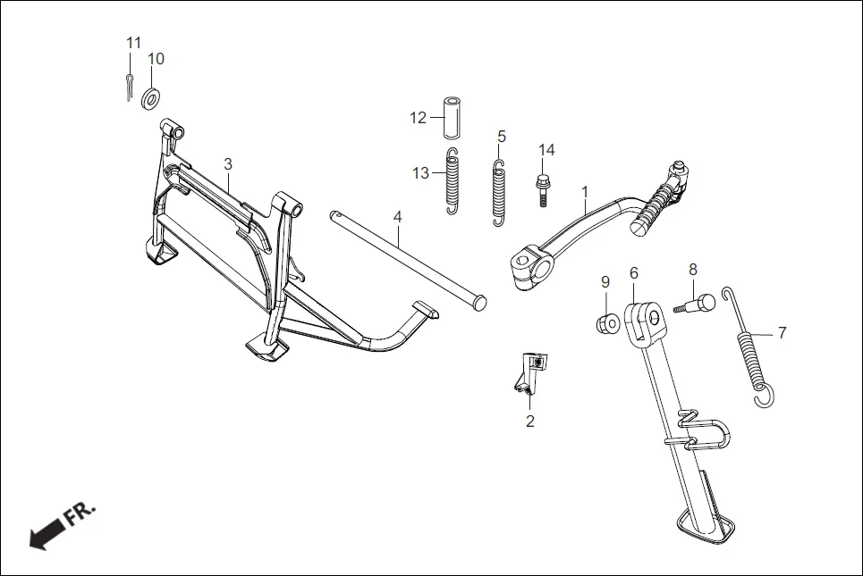 F-17 ARM KICK STARTER MAIN STAND/SIDE STAND assembly diagram for Hero Pleasure 110 BSVI (OCT, 2020)