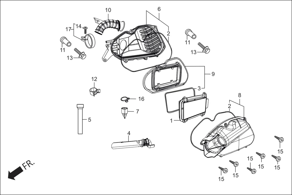 F-15 AIR CLEANER assembly diagram for Hero Pleasure (Feb, 2017)