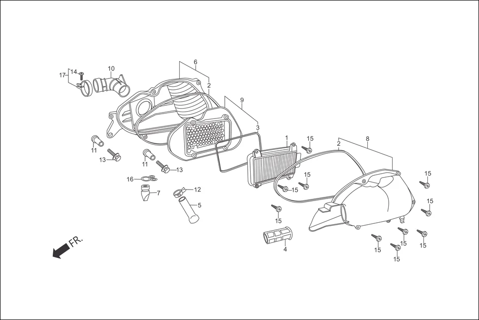 F-15 AIR CLEANER assembly diagram for Hero Pleasure (June, 2015)